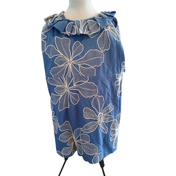 NWT Loft Embroidered Shift dress‎ linen blend sz 12 - Picture 4 of 8